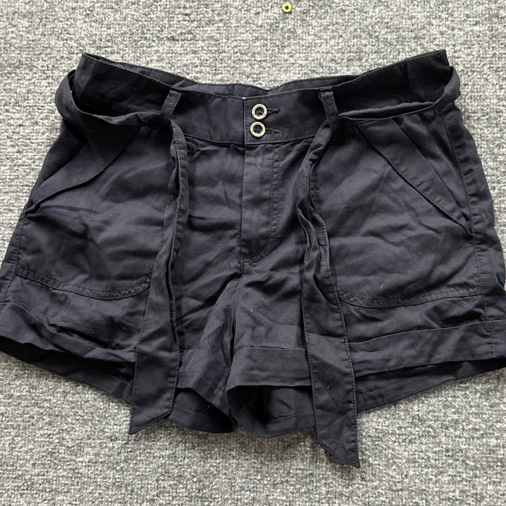 L.O.G.G. Shorts Womens Size 12 Navy Blue Lyocell Casual Belted Summer Solid